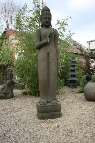 Product image of the product “Standing Buddha, Indian Style - with praying chain, in the sizes from 100 to 200cm, antique finish ”